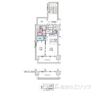 スプランディッド梅田ウエスト(1LDK/13階)の間取り写真
