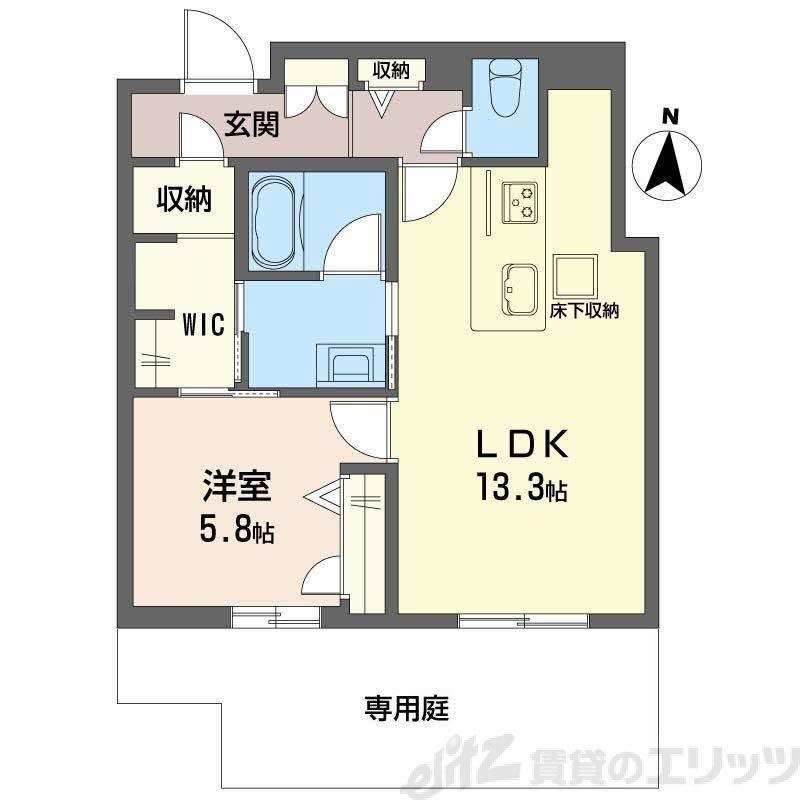 和の杜 江坂(1LDK/1階)の間取り写真