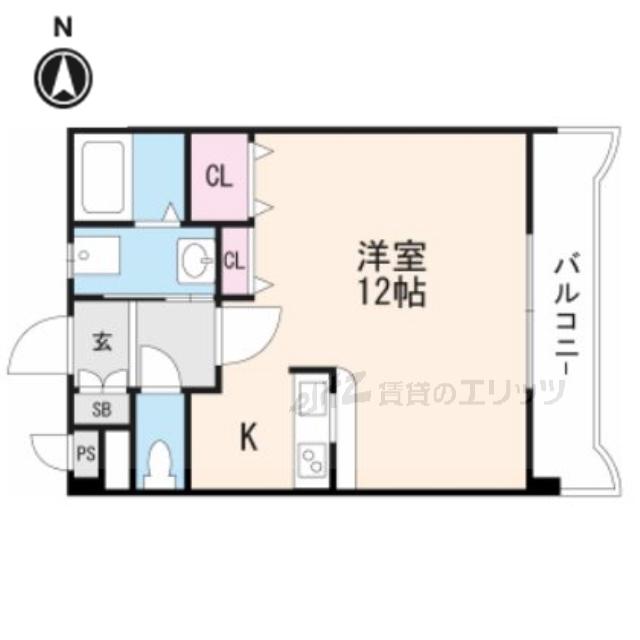 アルシェ高槻(1K/2階)の間取り写真