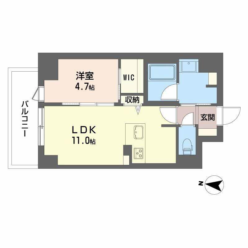 セントリヴィエ大阪梅田(1LDK/8階)の間取り写真