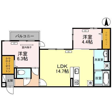FLOURICHⅠ(2LDK/2階)の間取り写真