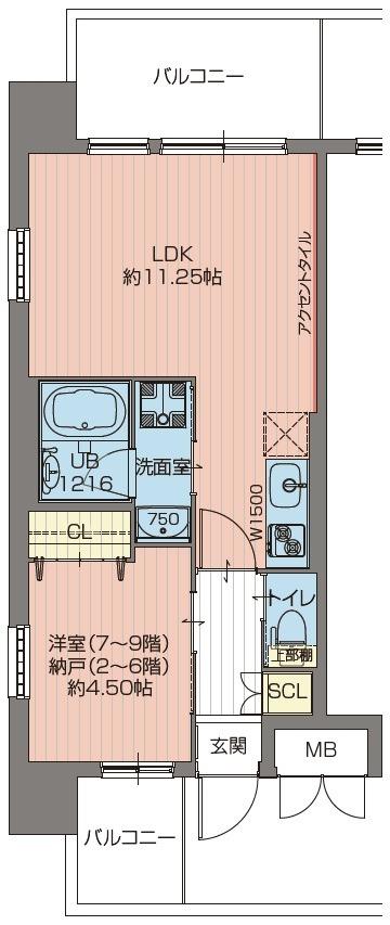 プレジオ江坂サウス(1LDK/8階)の間取り写真