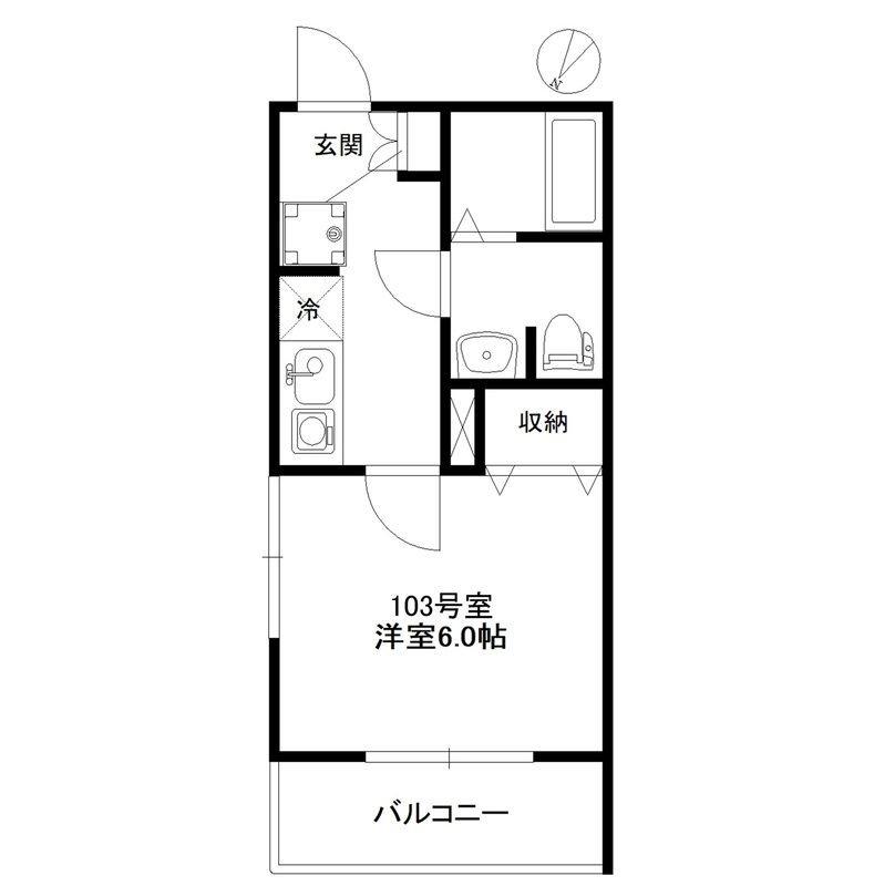 レジア大桐(1K/1階)の間取り写真