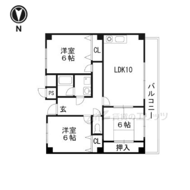 サンハート南茨木(3LDK/1階)の間取り写真