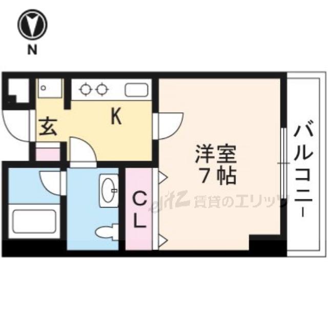 ヴェルドゥール茨木(1K/6階)の間取り写真