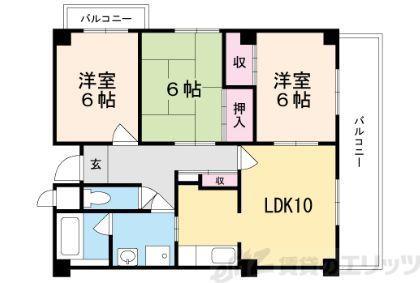 グランドハイツ小柳(3LDK/4階)の間取り写真