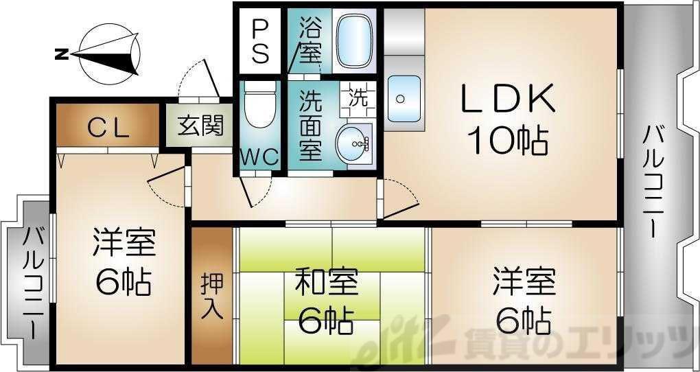 メゾン辻(3LDK/3階)の間取り写真