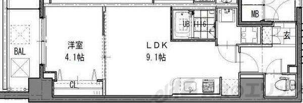 S-RESIDENCE江坂EMINENCE(1LDK/2階)の間取り写真