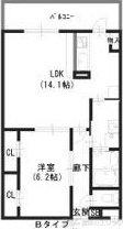 アンプルールフェールオロール(1LDK/1階)の間取り写真