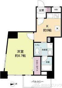 WILLDO南森町(1DK/6階)の間取り写真
