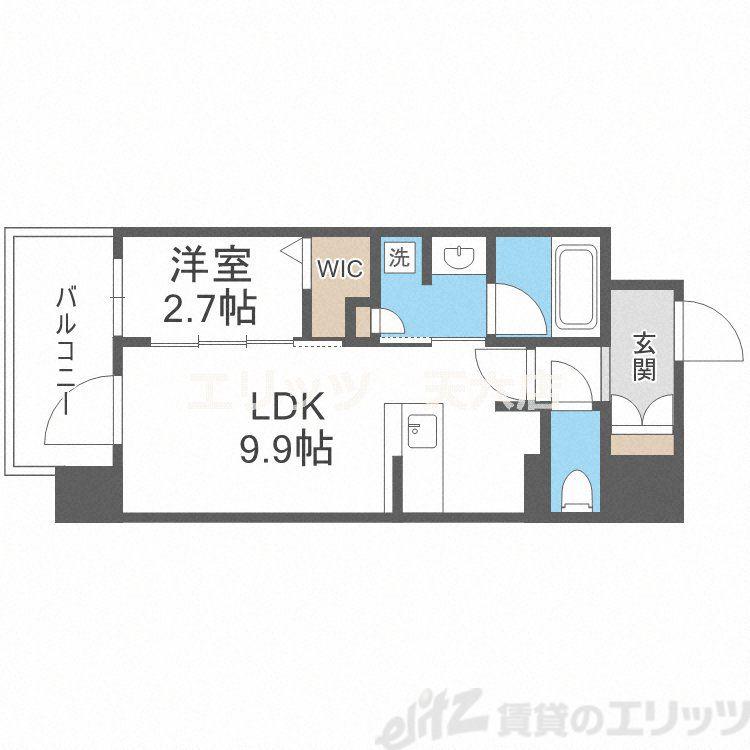 コンフォリア・リヴ南森町Q(1LDK/3階)の間取り写真