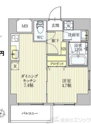 サンレムート新大阪イースト(1DK/2階)の間取り写真