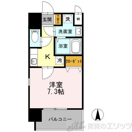 カスタリア新梅田(1K/2階)の間取り写真