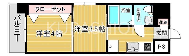 リファレンス博多駅前(2K/4階)の間取り写真