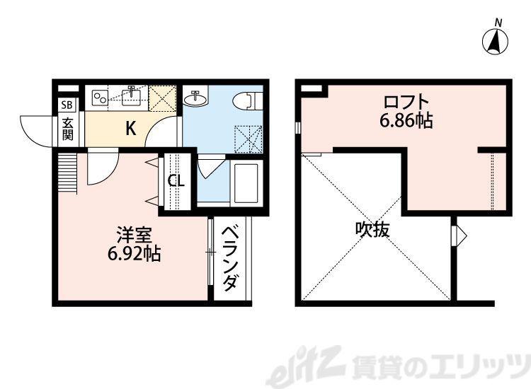 CASA下新庄(1K/1階)の間取り写真