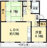 富田団地71号棟(2LDK/4階)の間取り写真