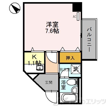 ナヴィール箕面(1K/3階)の間取り写真