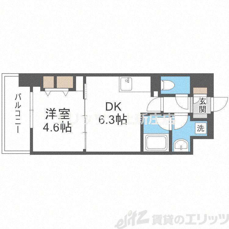 アーバネックス同心(1DK/3階)の間取り写真