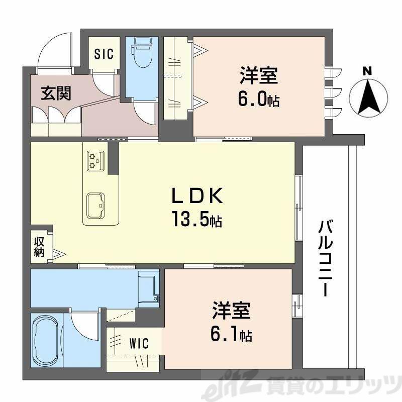 ソムニウム ドムス 南茨木(2LDK/3階)の間取り写真