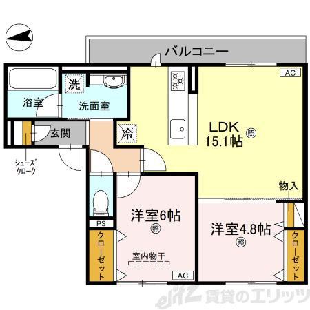 D-RESIDENCE南茨木Ⅱ(2LDK/2階)の間取り写真