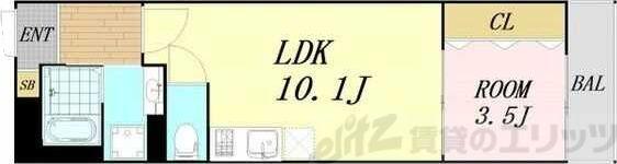 アート吹田泉町(1LDK/1階)の間取り写真