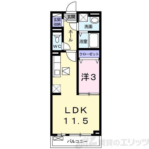 カームリー トスィーム(1LDK/1階)の間取り写真
