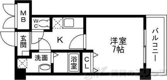 オーク南茨木(1K/3階)の間取り写真