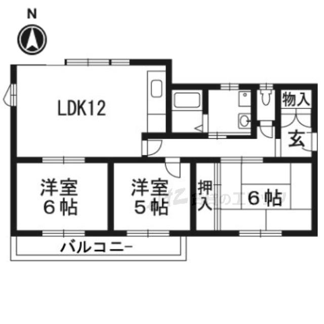 フレア五十鈴(3LDK/1階)の間取り写真