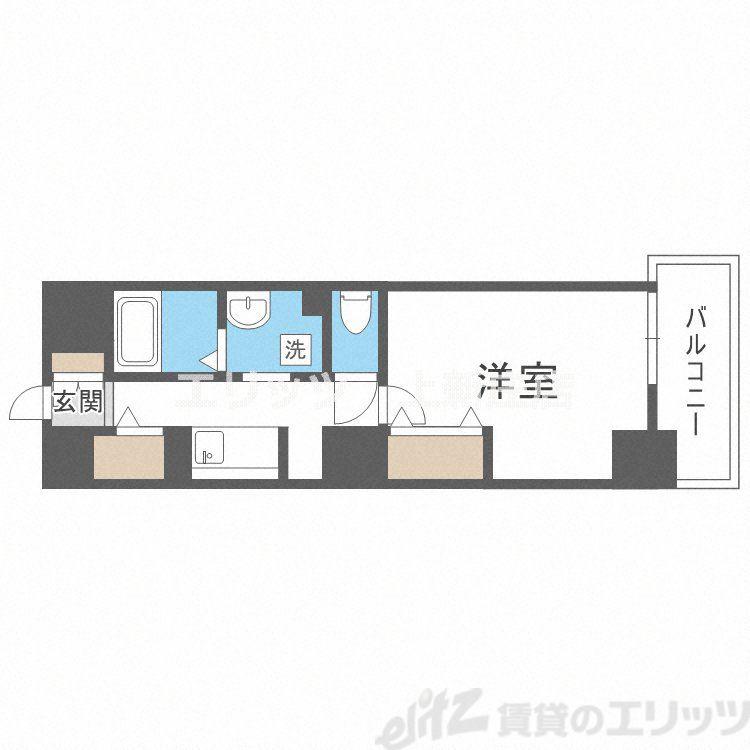 リヴィエール北梅田(1K/4階)の間取り写真