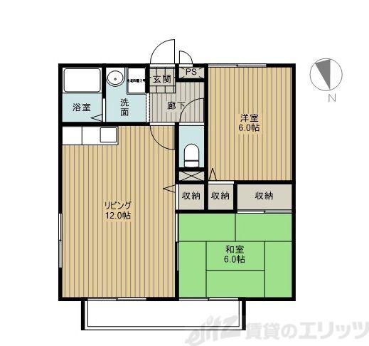 フォーチュンⅣ(2LDK/1階)の間取り写真