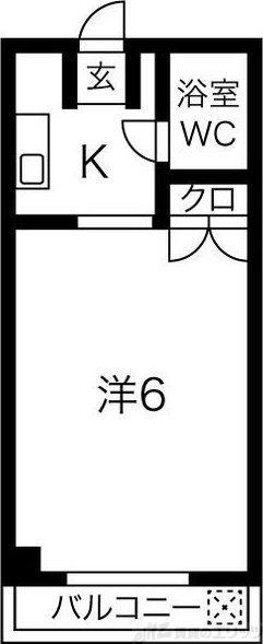 ゼウス千里山(1K/2階)の間取り写真