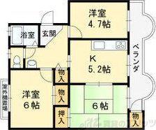 メゾン高槻2号棟(3DK/3階)の間取り写真