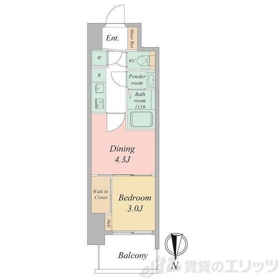 セレニテ東梅田アリエ(2K/12階)の間取り写真