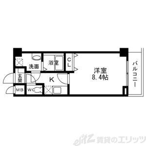 オーク南茨木(1K/1階)の間取り写真