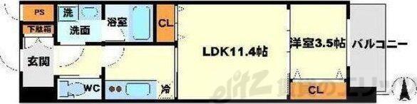 フレンシアノイエ江坂(1LDK/3階)の間取り写真