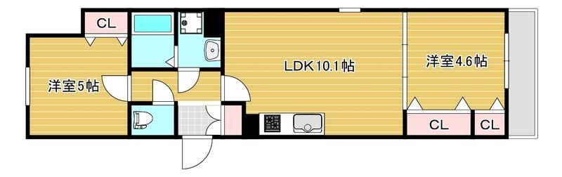 セレニティ豊川A棟(2LDK/3階)の間取り写真