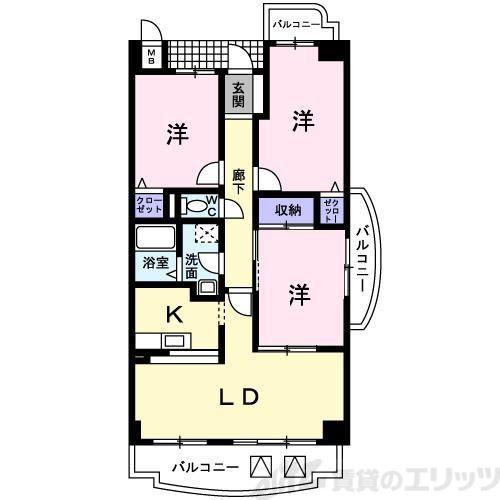 グランアルシェ(3LDK/5階)の間取り写真