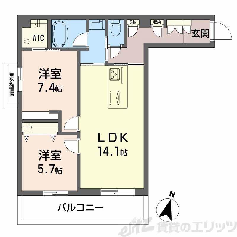 モンセル(2LDK/3階)の間取り写真