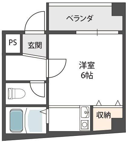 中市マンション(1K/2階)の間取り写真