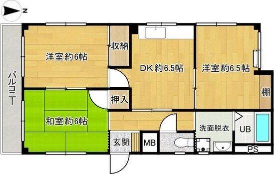 土井マンション(3DK/1階)の間取り写真