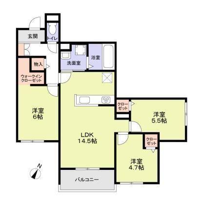 ハイテラス千里山(3LDK/2階)の間取り写真