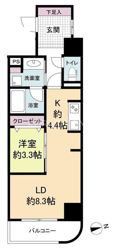 ウェルブライト博多ステーション(1LDK/6階)の間取り写真