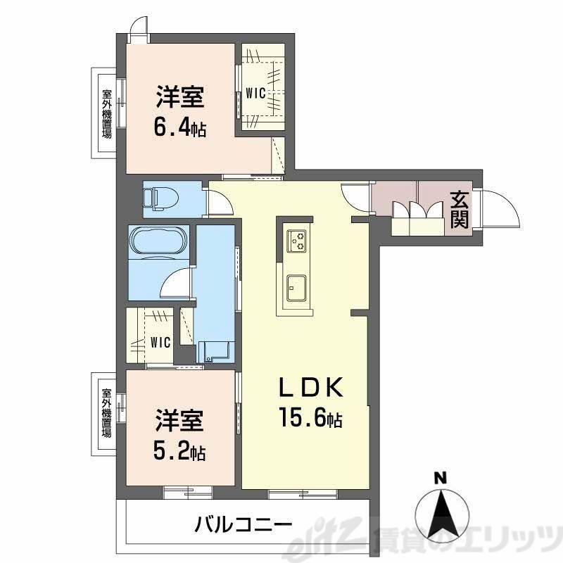 ソムニウム ドムス 南茨木(2LDK/3階)の間取り写真