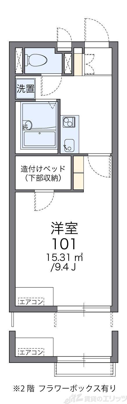 レオネクスト学園前(1K/1階)の間取り写真