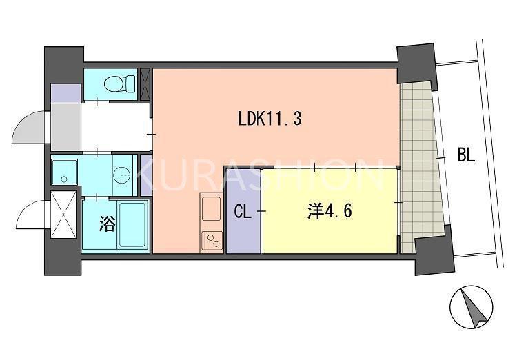レジデンス住吉(1LDK/6階)の間取り写真