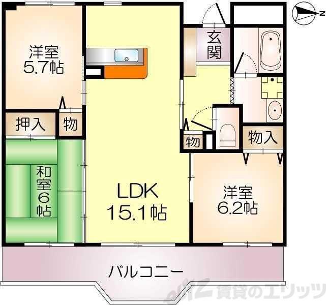 リヴェール春日(3LDK/5階)の間取り写真