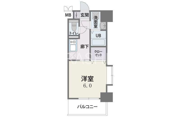 CAVANA天神(1K/13階)の間取り写真
