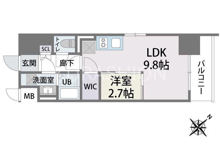 ラクラス博多Ⅱ(1LDK/3階)の間取り写真