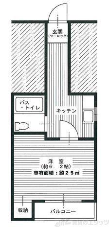 サンアーク山本(1K/2階)の間取り写真