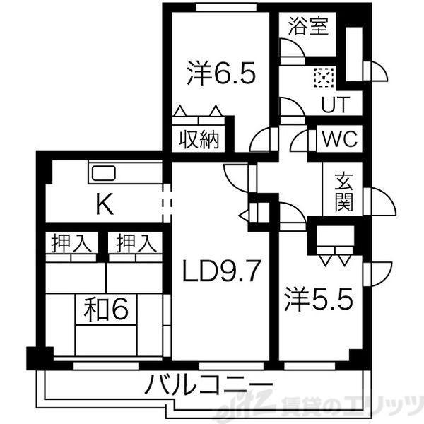 ハイツ桃山II(3LDK/4階)の間取り写真